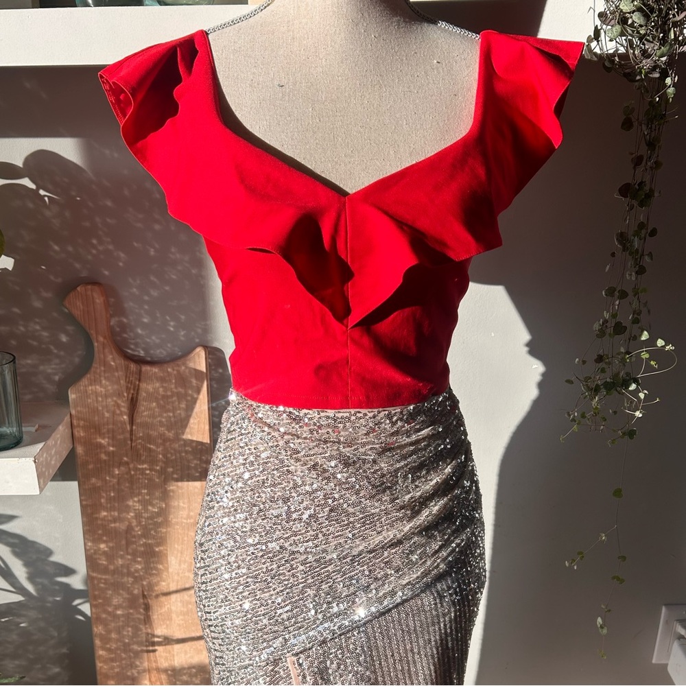 ASOS Vesper Sweetheart Ruffle Crop Top